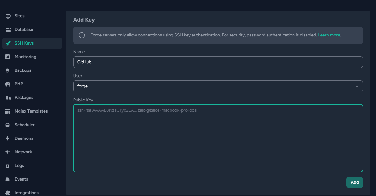 Forge SSH